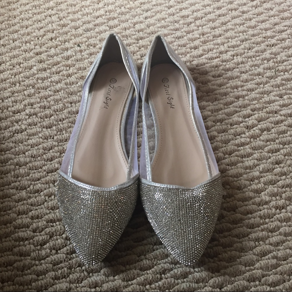 Sparkly silver flats sz 10